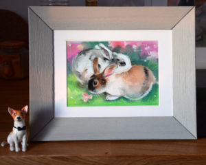Кролики, любовь, святой валентин, подарок, заяц, пастель картина