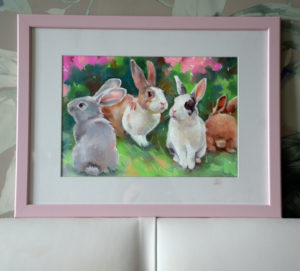 картина с кроликами, картина на продажу, картина пастелью, пастель