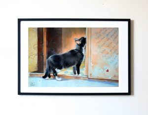 черный кот, картина с котом, купить картину в подарок