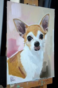 портрет собаки маслом, портрет чихуахуа, портрет маленькой собачки