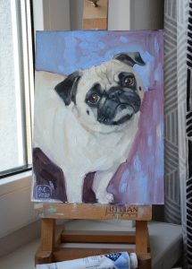 мопс картина, картина с собакой, сувенирный арт