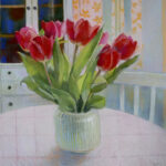 красные тюльпаны, натюрморт картина, картина с тюльпанами, тюльпаны на 8 марта, купить картину с цветами